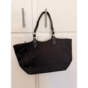 COACH 2way shoulder bag tote signature black canvas Bag 2261